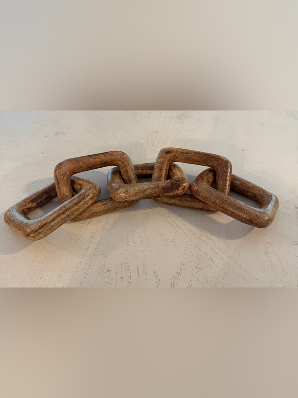 Chunky wooden chain links farmhouse rustic neutral decor